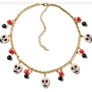 NEW Splendette Black and Red Skull Charm Necklace Halloween 2025 Collection